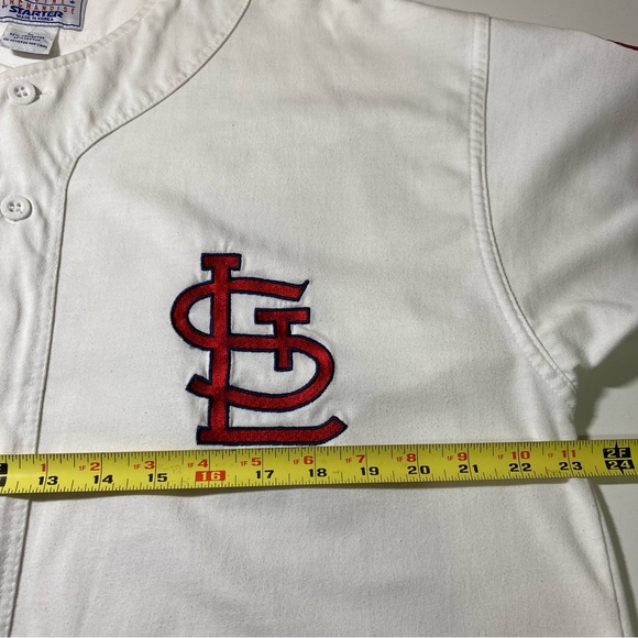 St Louis Cardinals Men's L White Jersey MLB Vintage Starter Blank Back - Picture 5 of 12